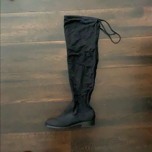 black suede over the knee boots